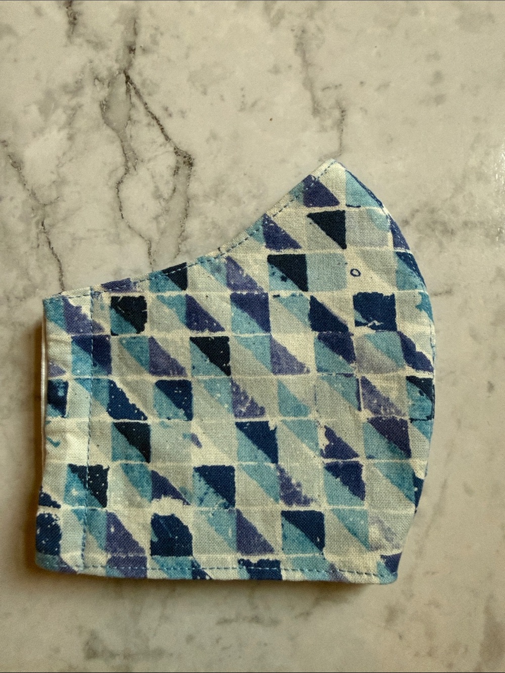 Kids Blue Geometric Cotton Face Mask